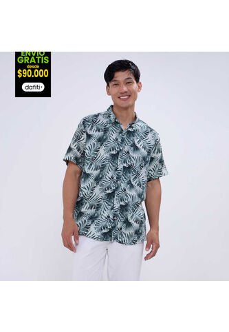Camisa Para Hombre Manga Corta Sin Bolsillo Color Verde  Marca Ostu #60010757 Ostu