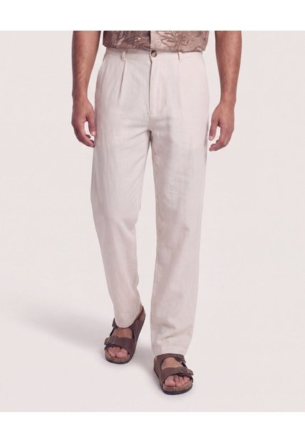 Pantalón De Moda Con Pinzas  Para Hombre Marfil Ostu