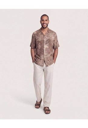 Pantalón De Moda Con Pinzas  Para Hombre Marfil Ostu