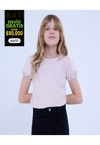 Blusa Para Niña Manga Corta Color Rosado  Marca Ostu #90120047 Ostu