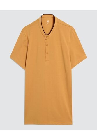 Polo Para Hombre Cuello Mao Sin Bolsillo Color Amarillo  Marca Ostu #60110647 Ostu