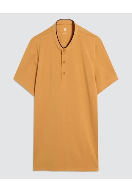Polo Para Hombre Cuello Mao Sin Bolsillo Color Amarillo  Marca Ostu #60110647