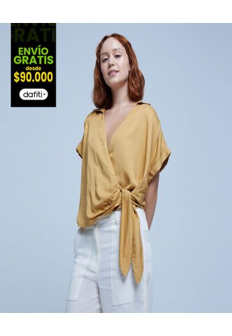 Blusa Para Mujer Manga Corta Color Amarillo  Marca Ostu #40120915 Ostu