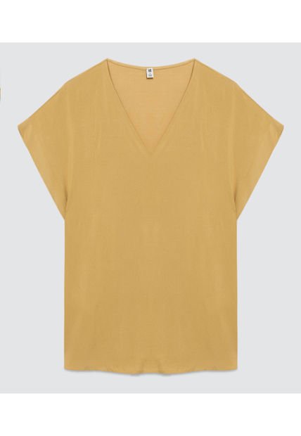 Blusa Para Mujer Manga Corta Color Mostaza Marca Ostu #40120891
