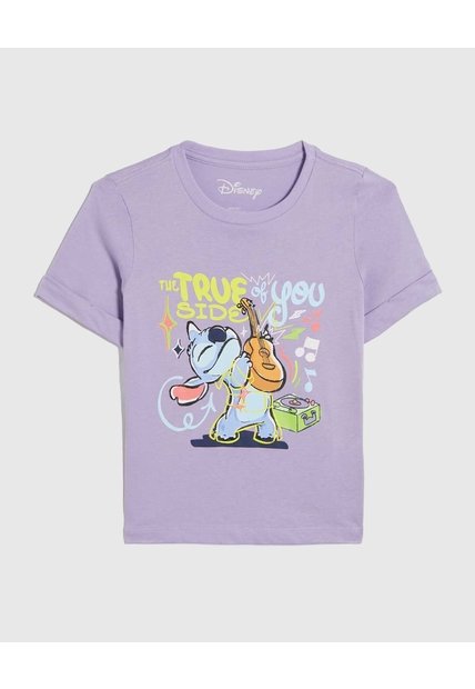 Camiseta Para Niña Manga Corta Cuello Redondo Color Lila  Marca Ostu #90090280