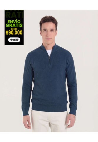 Saco Para Hombre Cuello Alto O Cuello Tortuga Color Azul  Marca Ostu #60330037 Ostu