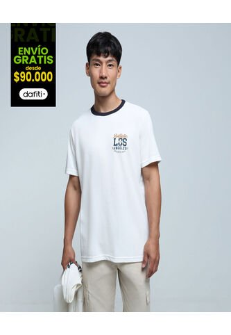 Camiseta Para Hombre Manga Corta Color Crema Marca Ostu #60091319 Ostu