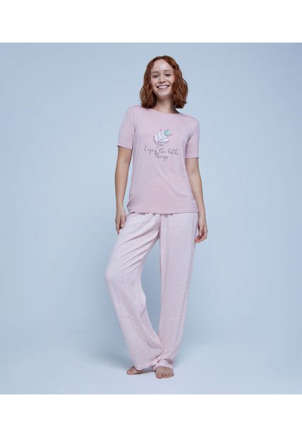 Camiseta Para Mujer Manga Corta Color Rosado  Marca Ostu #40091954