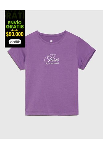 Camiseta Para Niña Manga Corta Color Morado Marca Ostu #90090245 Ostu