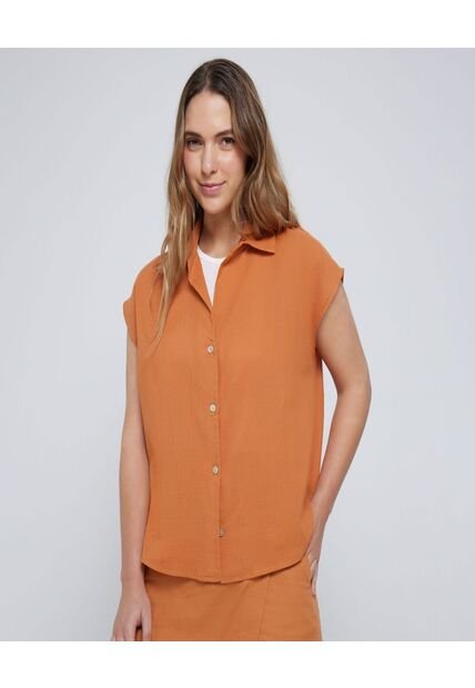 Camisa Para Mujer Manga Sisa Color Terracota Marca Ostu #40010213