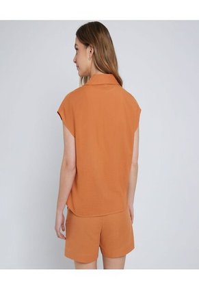 Camisa Para Mujer Manga Sisa Color Terracota Marca Ostu #40010213