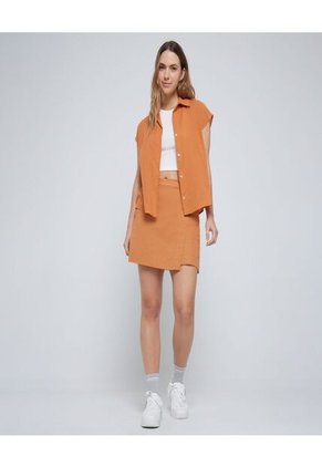 Camisa Para Mujer Manga Sisa Color Terracota Marca Ostu #40010213