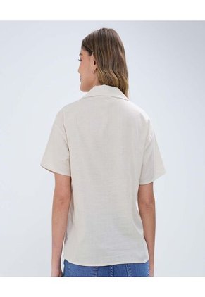 Camisa Para Mujer Manga Corta Color Beige Marca Ostu #40010268