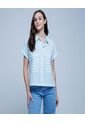 Camisa Para Mujer Manga Corta Color Azul  Marca Ostu #40010194 de Ostu