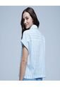 Camisa Para Mujer Manga Corta Color Azul  Marca Ostu #40010194 de Ostu