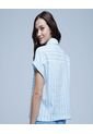 Camisa Para Mujer Manga Corta Color Azul  Marca Ostu #40010194 de Ostu