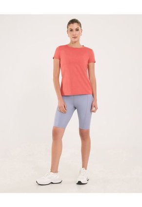 Camiseta Para Mujer Manga Corta Cuello Redondo Color Coral Marca Ostu #40092516