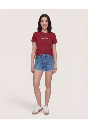 Camiseta Para Mujer Manga Corta Cuello Redondo Color Vino Marca Ostu #40092728