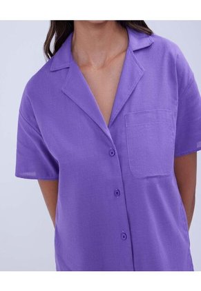 Camisa Para Mujer Manga Corta Color Morado Marca Ostu #40010209