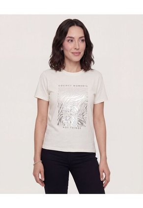 Camiseta  Para Mujer Manga Corta Cuello Redondo Color Blanco Marca Ostu #40092731