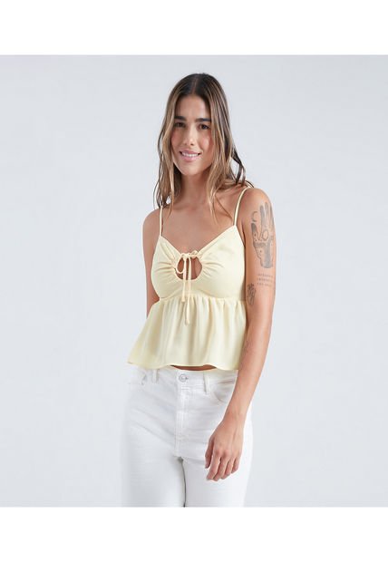 Blusa Para Mujer Manga Sisa Color Amarillo  Marca Ostu #40120906