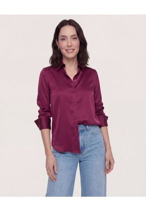 Camisa  Para Mujer Manga Larga Color Vino Marca Ostu #40010379