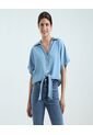 Camisa Para Mujer Manga Corta Color Azul  Marca Ostu #40010145 de Ostu