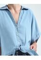 Camisa Para Mujer Manga Corta Color Azul  Marca Ostu #40010145 de Ostu
