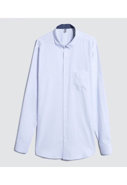 Camisa Para Hombre Manga Larga Con Bolsillo Color Blanco Marca Ostu #60010638