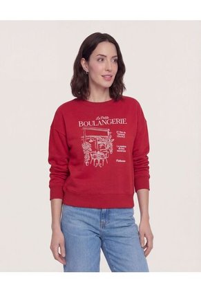 Buzo  Para Mujer Cuello Redondo Color Rojo Marca Ostu #40068215