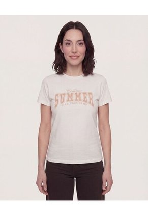 Camiseta  Para Mujer Manga Corta Cuello Redondo Color Blanco Marca Ostu #40092725