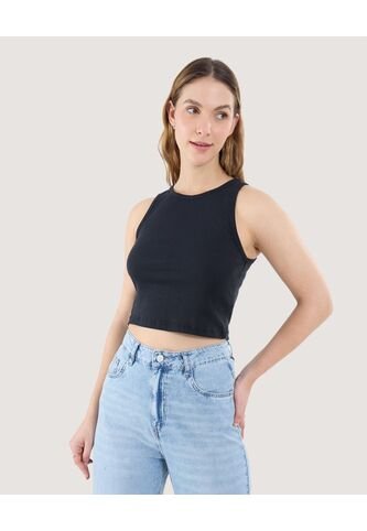 Camiseta Para Mujer Crop Top Manga Sisa Color Negro Marca Ostu #40092240 Ostu