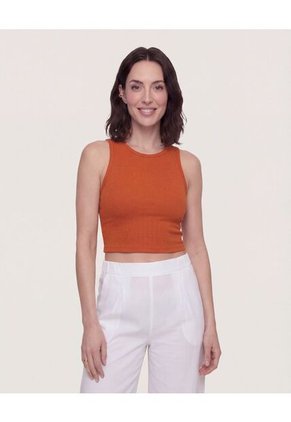 Top  Para Mujer Cuello Redondo Color Terracota Marca Ostu #40228217