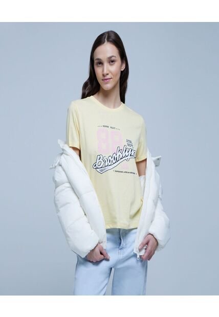 Camiseta Para Mujer Manga Corta Color Amarillo  Marca Ostu #40092053