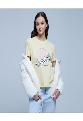 Camiseta Para Mujer Manga Corta Color Amarillo  Marca Ostu #40092053