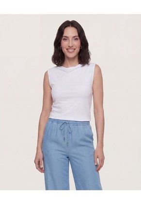 Camiseta  Para Mujer Manga Sisa Cuello Redondo Color Blanco Marca Ostu #40097966