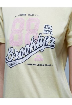 Camiseta Para Mujer Manga Corta Color Amarillo  Marca Ostu #40092053