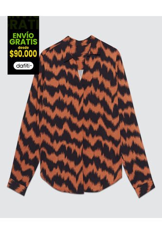 Blusa Para Mujer Manga 3/4 Color Terracota Marca Ostu #40120768 Ostu