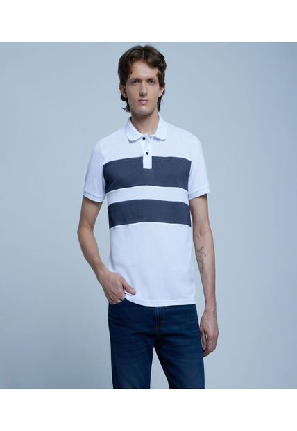 Polo Para Hombre Cuello Tejido Sin Bolsillo Color Blanco Marca Ostu #60110622