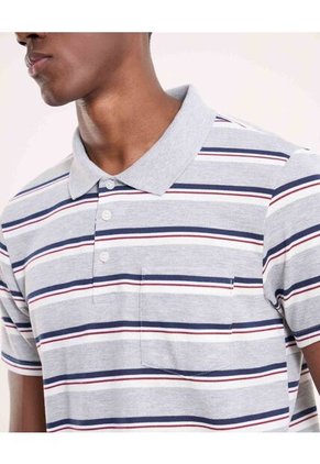 Polo Para Hombre Cuello Tejido Con Bolsillo Color Gris Marca Ostu #60110800