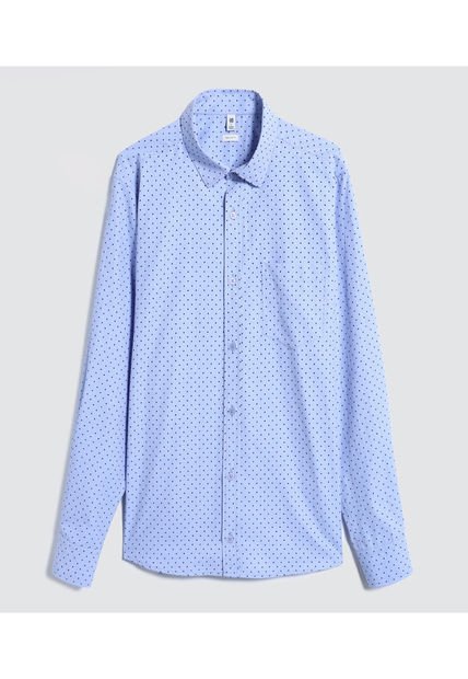 Camisa Para Hombre Manga Larga Con Bolsillo Color Azul  Marca Ostu #60010643
