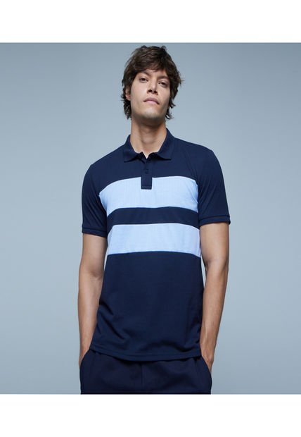 Polo Para Hombre Cuello Tejido Sin Bolsillo Color Azul  Marca Ostu #60110623