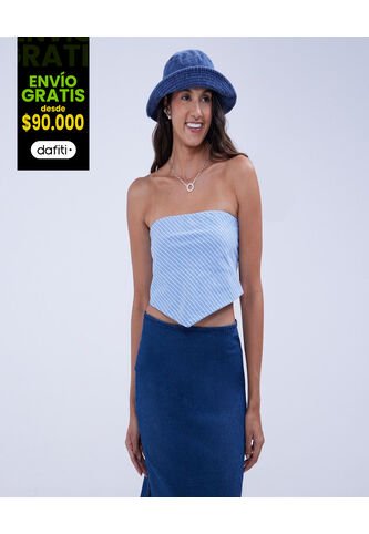 Blusa Para Mujer Manga Sisa Color Azul  Marca Ostu #40121072 Ostu