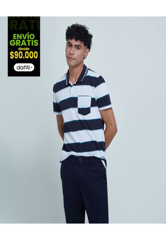 Polo Para Hombre Cuello Tejido Con Bolsillo Color Azul  Marca Ostu #60110571 Ostu