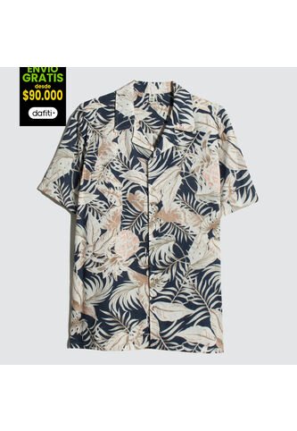 Camisa Para Hombre Manga Corta Sin Bolsillo Color Beige Marca Ostu #60010758 Ostu