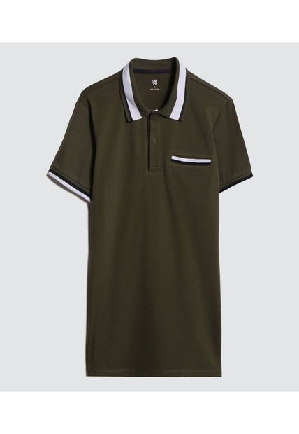 Polo Para Hombre Cuello Tejido Con Bolsillo Color Verde  Marca Ostu #60110591