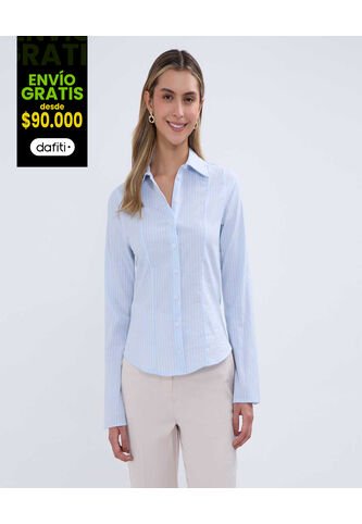 Camisa Para Mujer Manga Larga Color Azul Claro Marca Ostu #40010252 Ostu