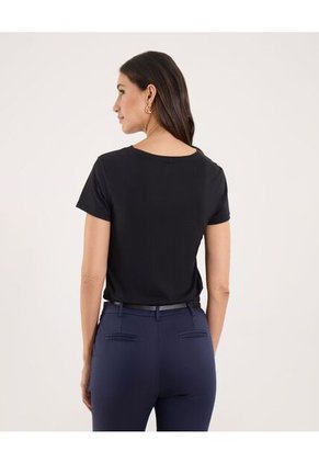 Camiseta Para Mujer Manga Corta Cuello Redondo Color Negro Marca Ostu #40092423