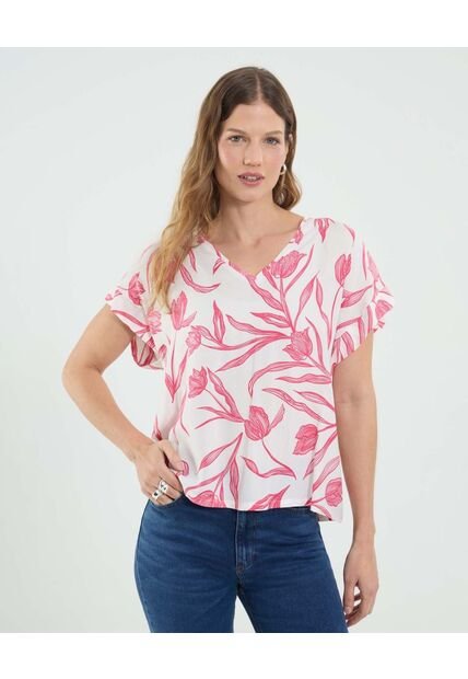 Blusa Para Mujer Manga Corta Color Rojo Marca Ostu #40121185