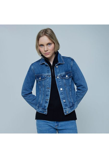 Chaqueta Para Mujer Trucker Color Azul  Marca Ostu #40080195
